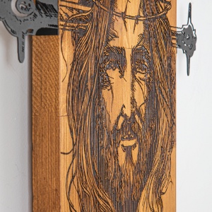 Tablou din lemn si metal Culture Negru 74x37 cm - Img 5