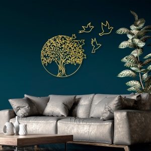 Tablou metalic Tree Auriu 61x56 cm - Img 3