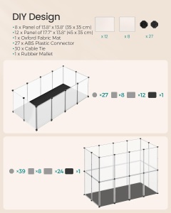 Tarc pentru animale de companie Alb Songmics 143x73x46 cm - Img 5