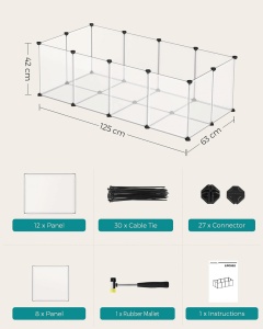 Tarc pentru animale de companie, modular, , Songmics, Alb, 125x63x42 cm - Img 7