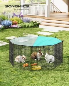 Tarc pentru animale de companie Songmics, Damion, Negru, 138x138x60 cm - Img 2