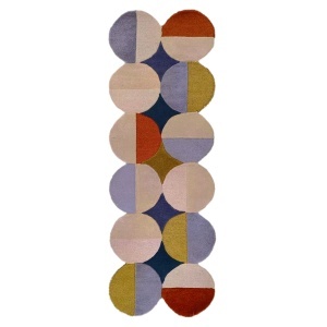 Traversa Mia Ellipse Albastru, Caramiziu 80x230 cm, Flair Rugs - Img 2