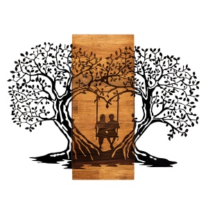 Accesoriu decorativ de perete din lemn si metal Eva Negru 76x58 cm - Img 6