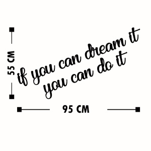 Accesoriu decorativ de perete din lemn si metal If You Can Dream It You Can Do Negru 8x14 cm - Img 4