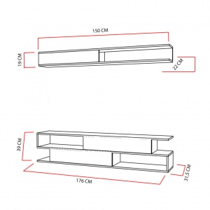 Ansamblu Comoda TV Sims Alb-Teak - Img 8
