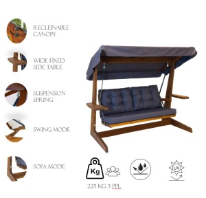 Balansoar cu 3 locuri Viva 2200 Antracit 220x100x175 cm - Img 5