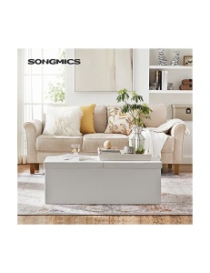 Bancheta de depozitare, Songmics, 120 L, LSF75WT, Alb, 300 Kg, 110 x 38 x 38 cm - Img 2