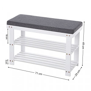 Bancuta hol cufar cu depozitare, Songmics, Alb-Gri, 71x29x49 cm - Img 4