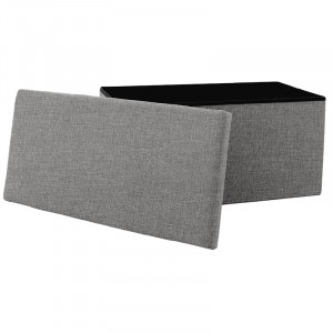 Bancuta hol cufar cu spatiu de depozitare material textil Greatness gri 76x38x38cm - Img 3