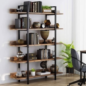 Biblioteca Almond nuc-negru 119x27x185cm