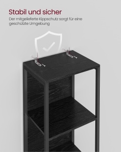 Biblioteca cu LED reglabil, Barnet, Negru, 30.3x40x178.6 cm - Img 6