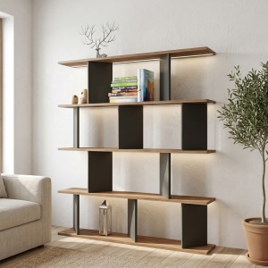Biblioteca LED, Ratu, Pako, Antracit 120x24.6x141 cm