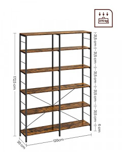 Biblioteca, Vasagle, Negru , 172.5×120×30 cm - Img 4
