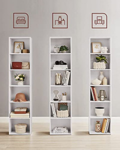 Biblioteca, Vasagle, Transparent-Alb, 40x24x178.5 cm - Img 3