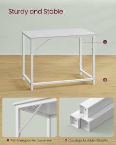 Birou Alb Vasagle 101x50x75.5 cm - Img 4