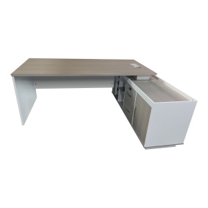 Birou de colt Armadi, Pako World, Sonoma-Alb, 200x80x75 cm - Img 5