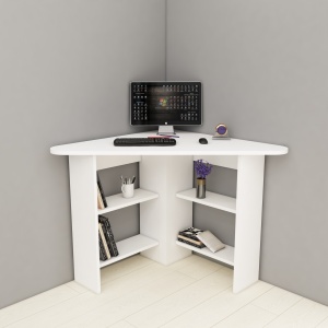 Birou pe colt Corner Alb 80x73.8x80 cm - Img 3