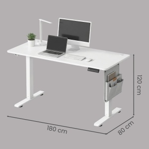 Birou reglabil pe inaltime, Balok, Songmics, Alb, 180x80x120 cm - Img 2