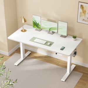 Birou reglabil pe inaltime Songmics, Balok, Alb, 160x80x121 cm - Img 3