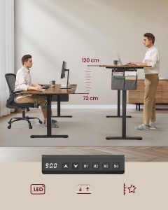 Birou reglabil pe inaltime Songmics, Balok, Maro, 180x80x120 cm - Img 4