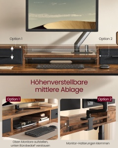 Birou reglabil Vasagle Alb 120x60x131.5 cm - Img 3