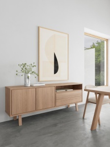Bufet Lamberth, Stejar deschis, 75x200x40 cm