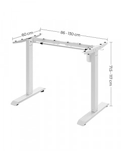 Cadru birou reglabil, Songmics, Alb-Alb, 86-130x60x71.5-117 cm - Img 7