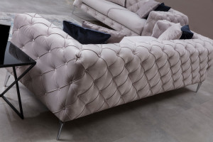 Canapea 2 locuri Adbul Gri deschis 202x60 cm - Img 3