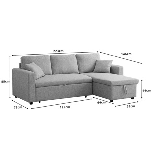 Canapea coltar cu depozitare Kamore Gri 223x146x85 cm - Img 9