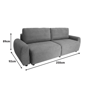 Canapea extensibila 3 locuri, Hungie, Gri, 250x92x89 cm - Img 6