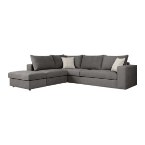 Canapea reversibila London tesatura gri si perne gri deschis 296x246x95 cm - Img 2