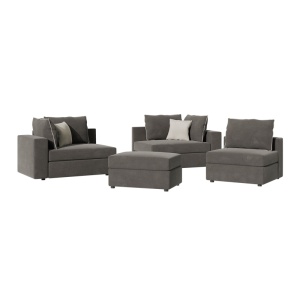 Canapea reversibila London tesatura gri si perne gri deschis 296x246x95 cm - Img 4