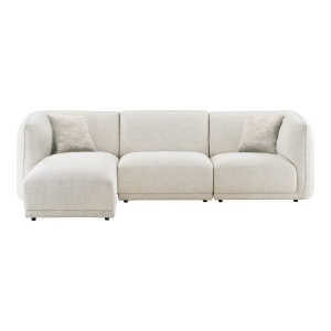 Canapea stanga Noor, Alb murdar, 94x166x276x75 cm - Img 5