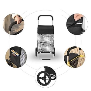 Carucior pentru cumparaturi, Songmics, Negru, 47x33x97 cm - Img 3