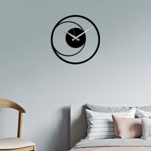 Ceas de perete decorativ din metal Circle Negru 49x49 cm - Img 4