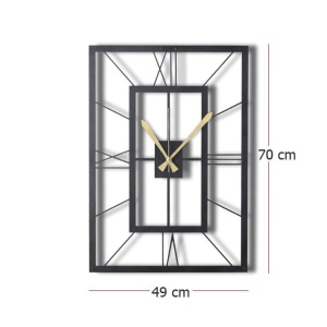 Ceas de perete decorativ din metal November Negru 70x49 cm - Img 6
