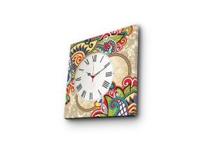 Ceas de perete decorativ din pânză 4545CS Multicolor 45x45x3 cm - Img 4