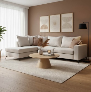 Coltar Dreapta Boston Crem - Mocha 290x235x95 cm