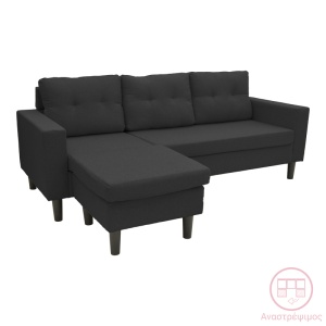 Coltar reversibil, Maneli, Negru, 76x196x74 cm - Img 2