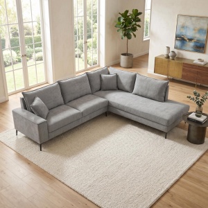 Coltar stanga Zenqua, Gri, 291x233x90 cm