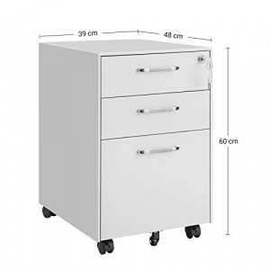 Comoda birou, Songmics, Alb, 39x48x60 cm - Img 4