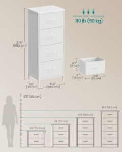 Comoda cu sertare Songmics Alb 39.6x30x95.2 cm - Img 5