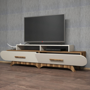 Comoda TV Flora - Walnut, Crem - Img 2