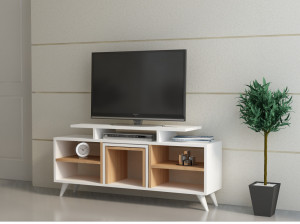Comoda TV Kutay - Alb, Teak