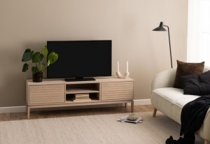 Comoda TV Linley, Alb, 50x160x40 cm - Img 3