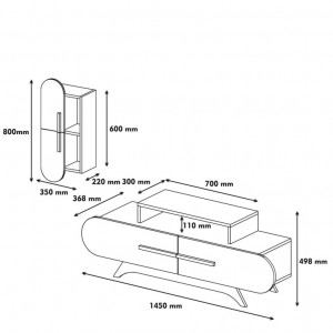 Comoda TV Rose S - Walnut, Crem - Img 5