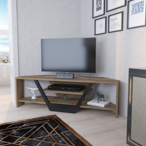 Comoda TV Sares - Walnut, Negru - Img 3