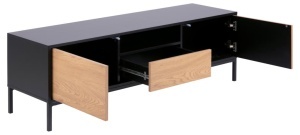 Comoda TV Seaford V1, Negru, 45x140x40 cm - Img 4