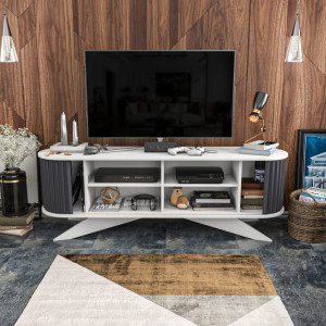 Comoda TV Stor - Antracit, Alb - Img 12