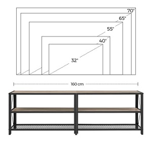 Comoda TV, Vasagle, Negru-Ivoar, 160x39x52 cm - Img 7